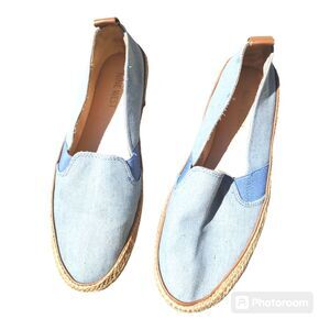 Nine west loafers boat shoes Denim Blue/ tan canvas women's sz 6 shoes comfy